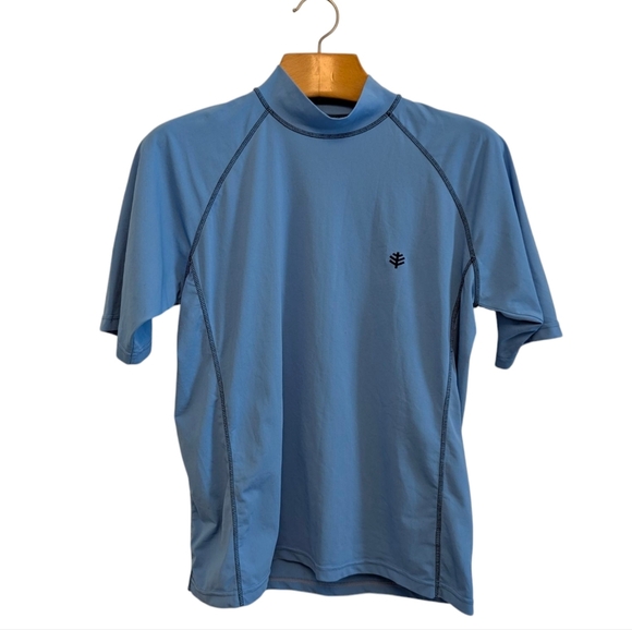 COOLIBAR Tulum Short Sleeve Surf Rash Guard Blue Shirt Large - Picture 7 of 11